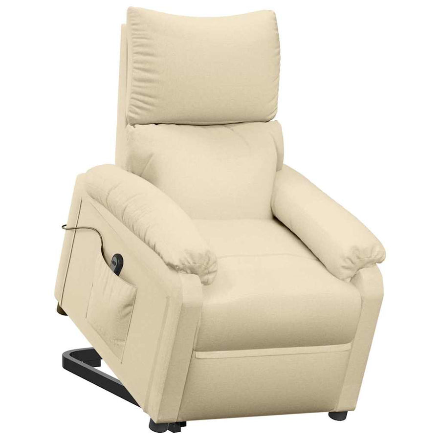 Stand up Recliner Chair Cream Fabric