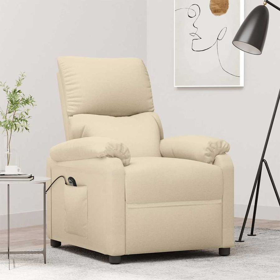Stand up Recliner Chair Cream Fabric