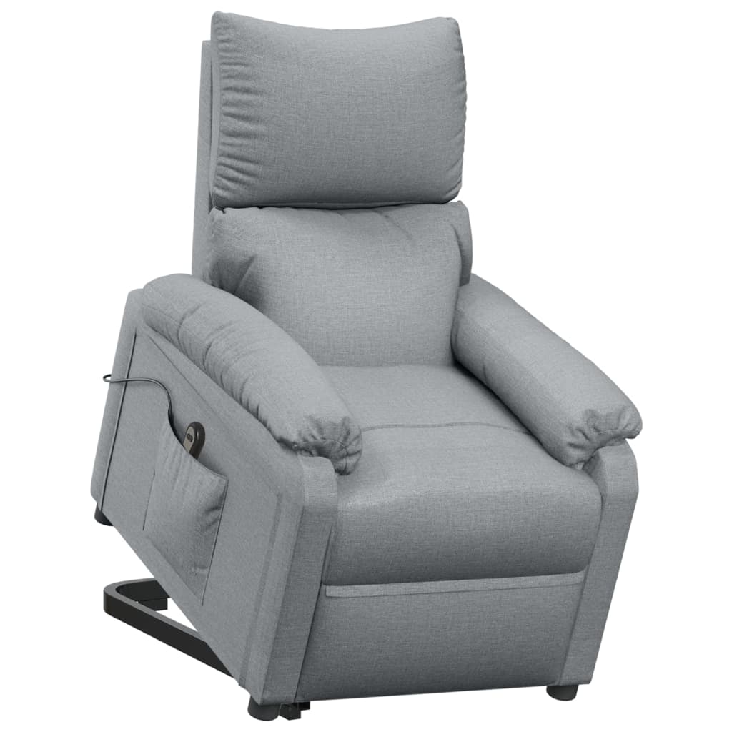 Stand up Recliner Chair Light Grey Fabric