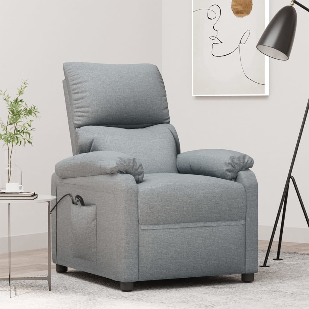 Stand up Recliner Chair Light Grey Fabric