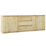 Side Cabinets 3 pcs Solid Wood Fir - Front View