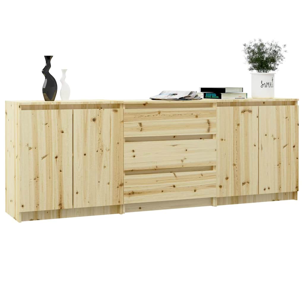 Side Cabinets 3 pcs Solid Wood Fir
