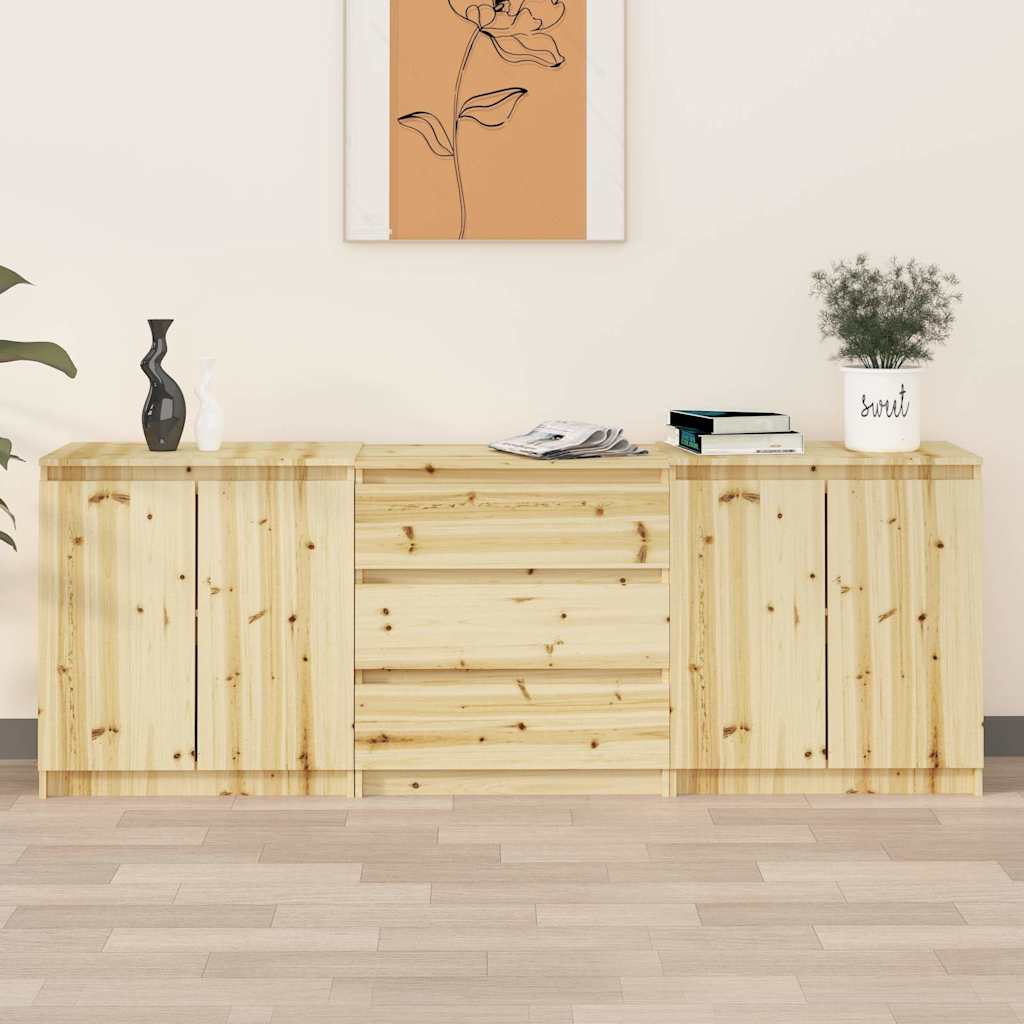 Side Cabinets 3 pcs Solid Wood Fir