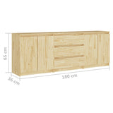 Side Cabinet 180x36x65 cm Solid Pinewood - Rear View