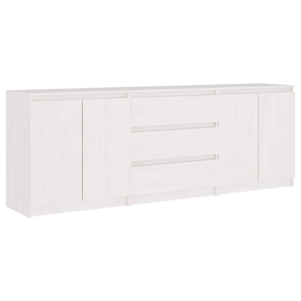 Side Cabinet White 180x36x65 cm Solid Wood Pine