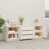 Side Cabinet White 180x36x65 cm Solid Wood Pine