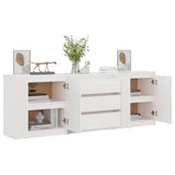 Side Cabinet White 180x36x65 cm Solid Wood Pine - Top-Down View