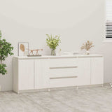 Side Cabinet White 180x36x65 cm Solid Wood Pine