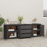 Side Cabinet Grey 180x36x65 cm Solid Pinewood - Side View