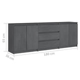 Side Cabinet Grey 180x36x65 cm Solid Pinewood