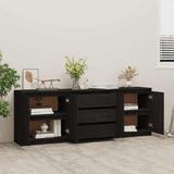 Side Cabinet Black 180x36x65 cm Solid Wood Pine