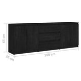 Side Cabinet Black 180x36x65 cm Solid Wood Pine