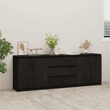 Side Cabinet Black 180x36x65 cm Solid Wood Pine