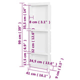 Shower Niche with 3 Compartments High Gloss White 41x99x9 cm - Close-Up Angle