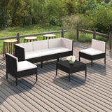 6 Piece Garden Lounge Set with Cushions Poly Rattan Black?