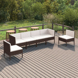 6 Piece Garden Lounge Set with Cushions Poly Rattan Brown