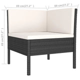 6 Piece Garden Lounge Set with Cushions Poly Rattan Black - 45-Degree Angle