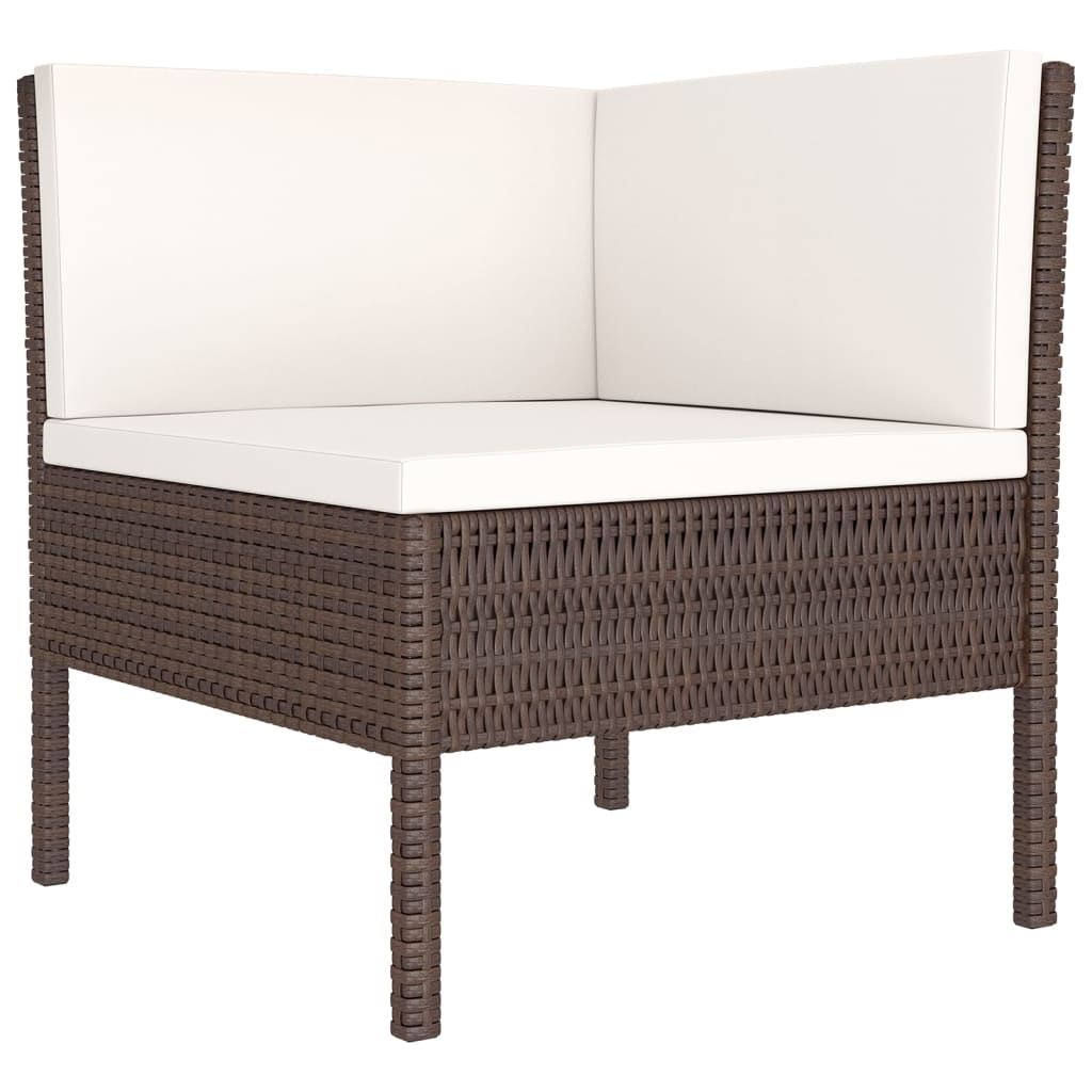 5 Piece Garden Lounge Set with Cushions Poly Rattan Brown
