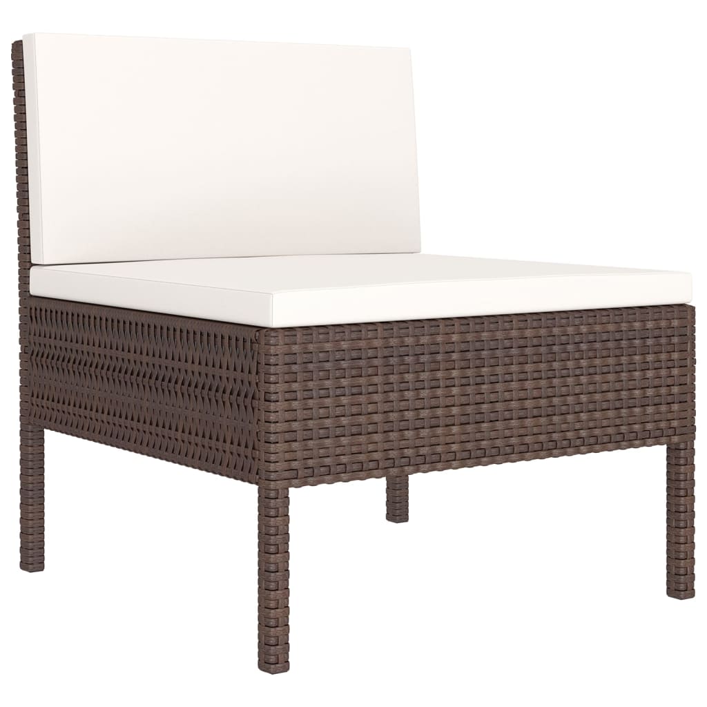 5 Piece Garden Lounge Set with Cushions Poly Rattan Brown