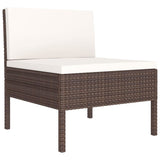 5 Piece Garden Lounge Set with Cushions Poly Rattan Brown - Top-Down View