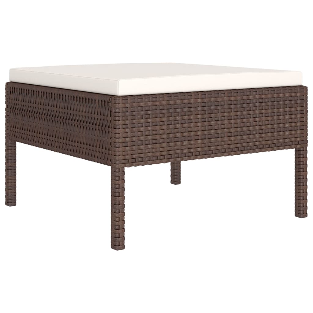 5 Piece Garden Lounge Set with Cushions Poly Rattan Brown
