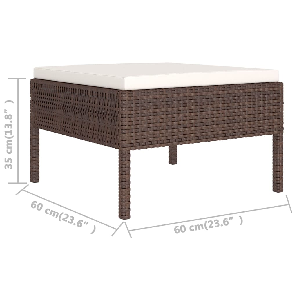 5 Piece Garden Lounge Set with Cushions Poly Rattan Brown