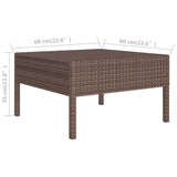 5 Piece Garden Lounge Set with Cushions Poly Rattan Brown - Low Angle