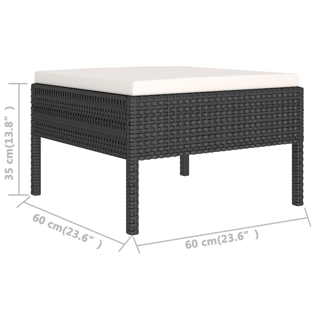 6 Piece Garden Lounge Set with Cushions Poly Rattan Black