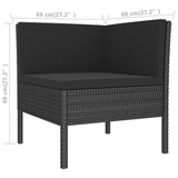 5 Piece Garden Lounge Set with Cushions Poly Rattan Black - Close-Up Angle