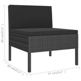 5 Piece Garden Lounge Set with Cushions Poly Rattan Black - Low Angle