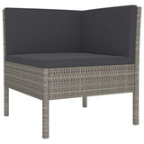 5 Piece Garden Lounge Set with Cushions Poly Rattan Grey - 45-Degree Angle