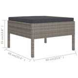 5 Piece Garden Lounge Set with Cushions Poly Rattan Grey - Low Angle