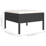 6 Piece Garden Lounge Set with Cushions Poly Rattan Black