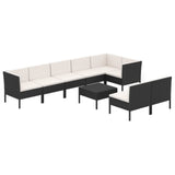 9 Piece Garden Lounge Set with Cushions Poly Rattan Black
