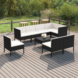 9 Piece Garden Lounge Set with Cushions Poly Rattan Black