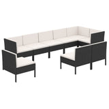 9 Piece Garden Lounge Set with Cushions Poly Rattan Black