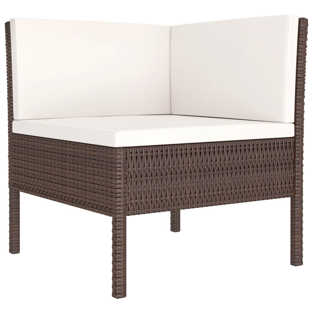 9 Piece Garden Lounge Set with Cushions Poly Rattan Brown