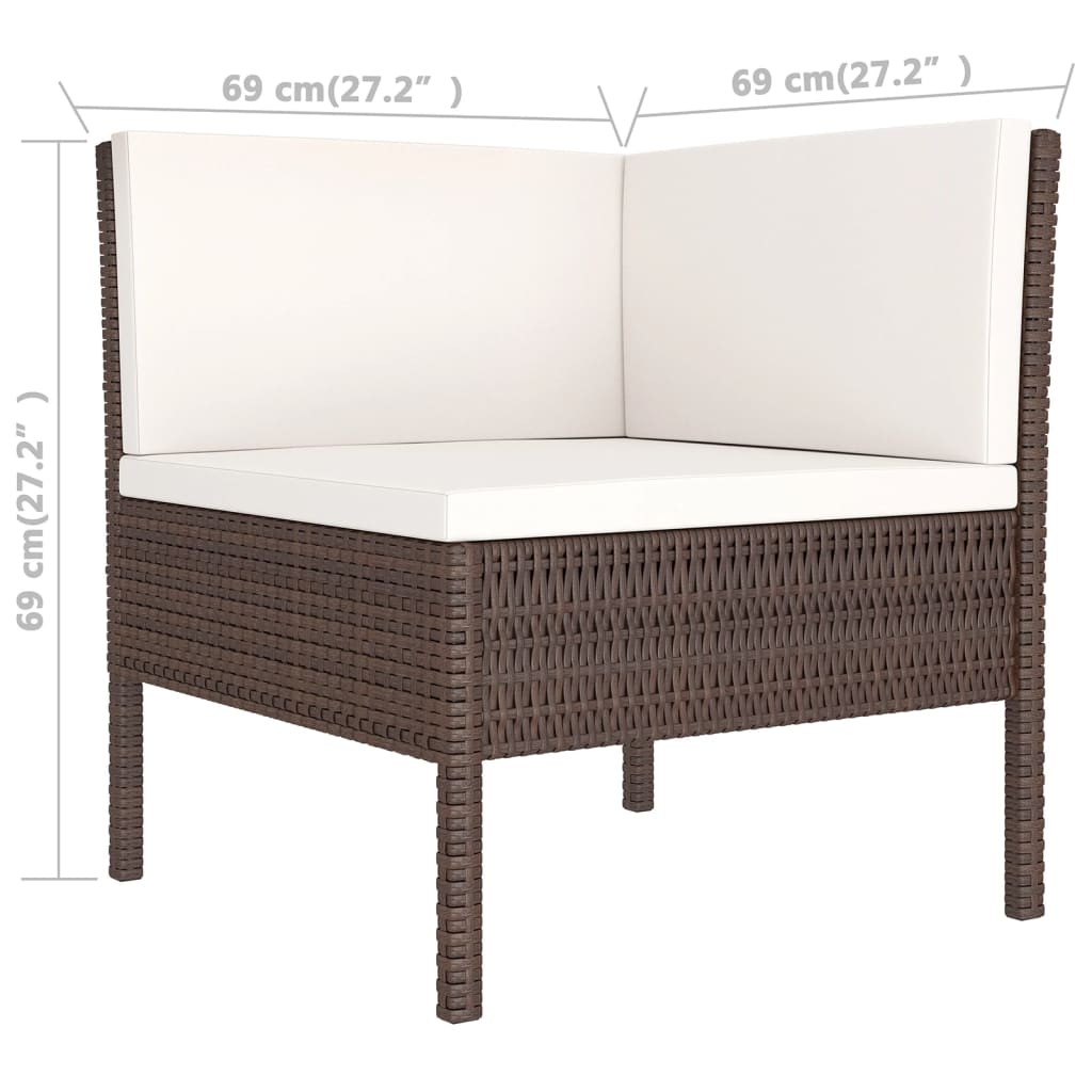 9 Piece Garden Lounge Set with Cushions Poly Rattan Brown