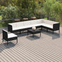 9 Piece Garden Lounge Set with Cushions Poly Rattan Black