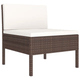 9 Piece Garden Lounge Set with Cushions Poly Rattan Brown