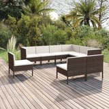 9 Piece Garden Lounge Set with Cushions Poly Rattan Brown