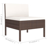 9 Piece Garden Lounge Set with Cushions Poly Rattan Brown