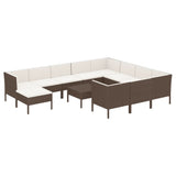 12 Piece Garden Lounge Set with Cushions Poly Rattan Brown