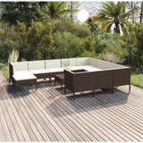 12 Piece Garden Lounge Set with Cushions Poly Rattan Brown
