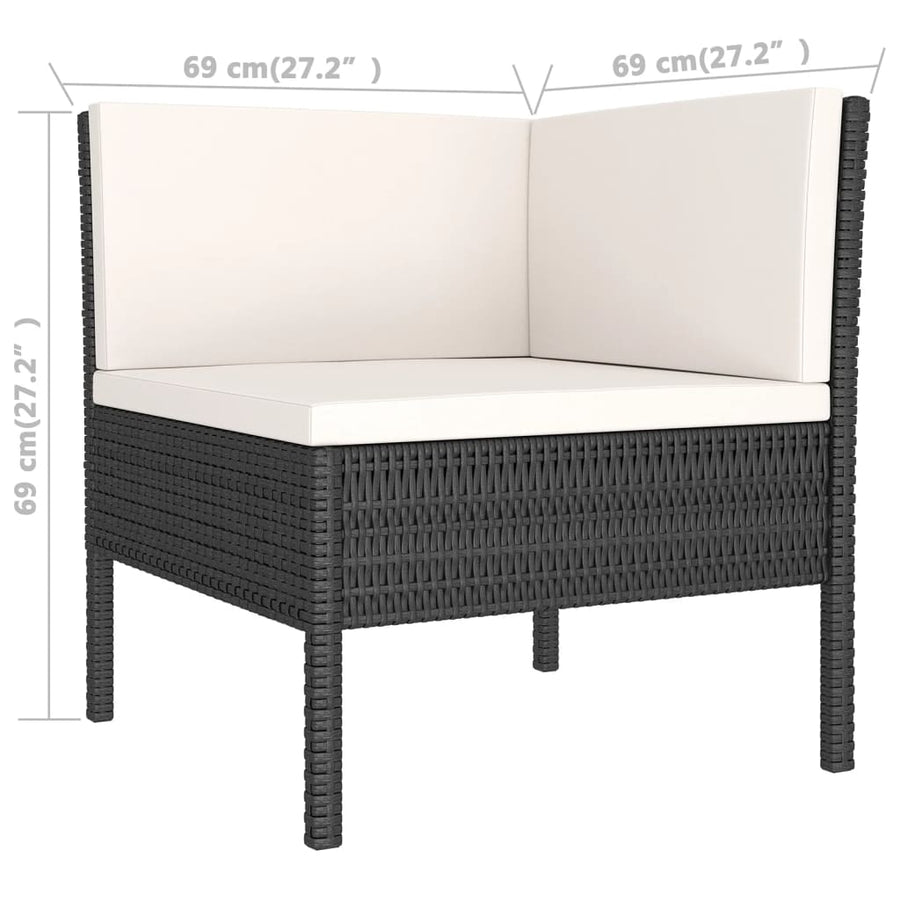 12 Piece Garden Lounge Set with Cushions Poly Rattan Black