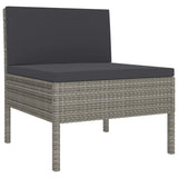 11 Piece Garden Lounge Set with Cushions Poly Rattan Grey - Rear View