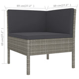 11 Piece Garden Lounge Set with Cushions Poly Rattan Grey - Extra Image