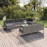 11 Piece Garden Lounge Set with Cushions Poly Rattan Grey