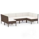 6 Piece Garden Lounge Set with Cushions Poly Rattan Brown