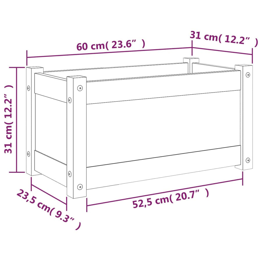 Garden Planter 60x31x31 cm Solid Pinewood